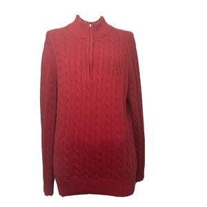 IZOD Cable-Knit Quarter-Zip Sweater Red Medium M